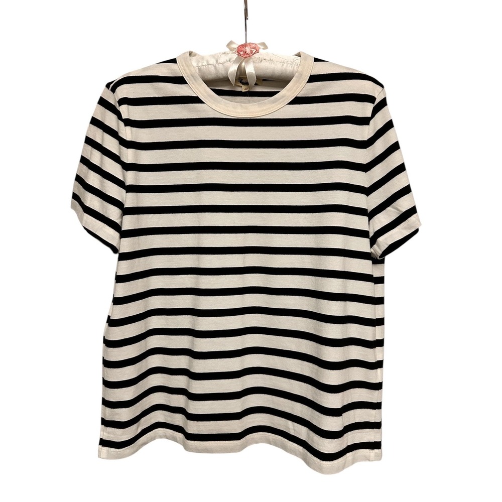 Madewell Women's The Perfect Crewneck Tee in Allday Jersey Stripe Size Medium